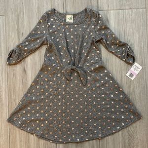 Lily Bleu size 6 dress. Gray with rose gold dots